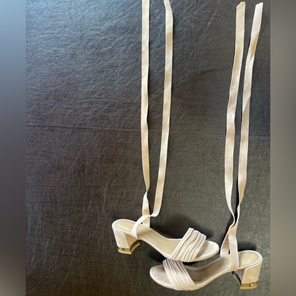 Stuart Weitzman Block Heel Laceup Suede Sandals I… - image 8